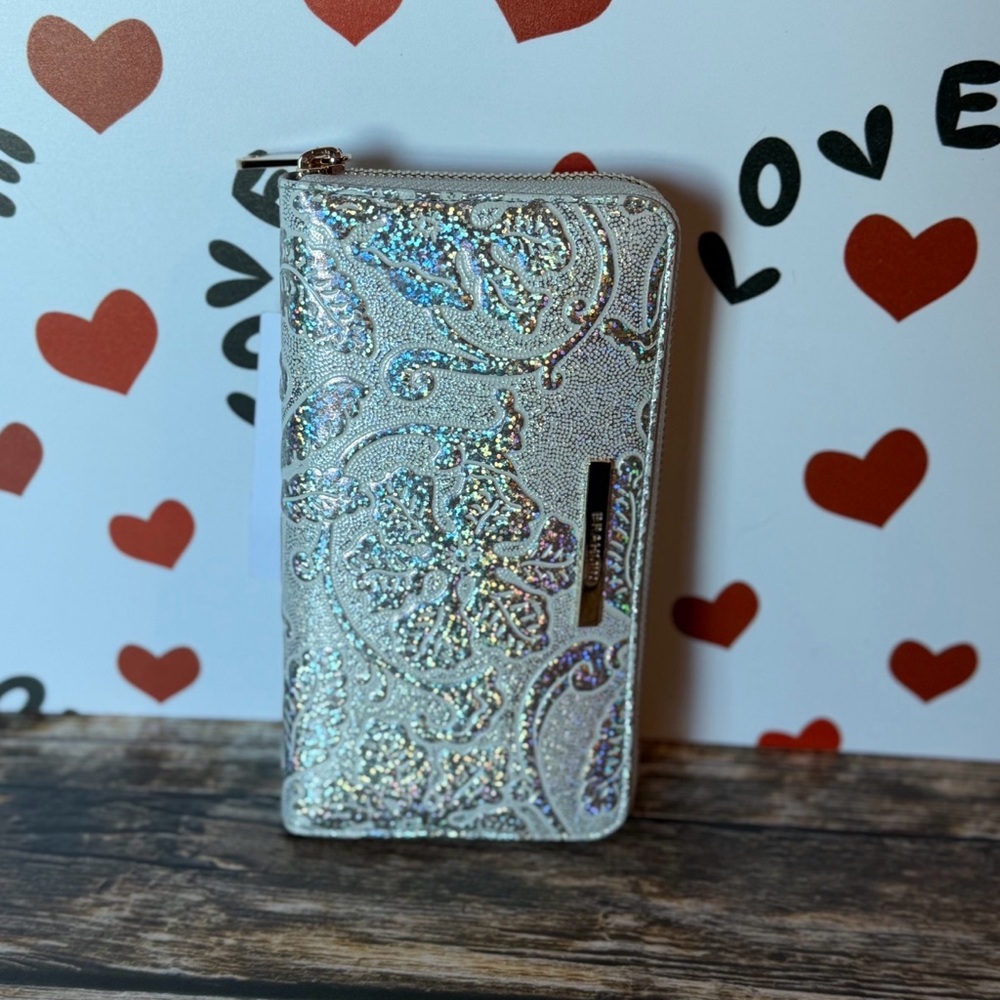 Brahmin Chrome Estonia SURI Wallet Holographic Silver Chrome Sparkle NWT FIRM - Picture 7 of 11
